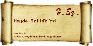 Hayde Szilárd névjegykártya